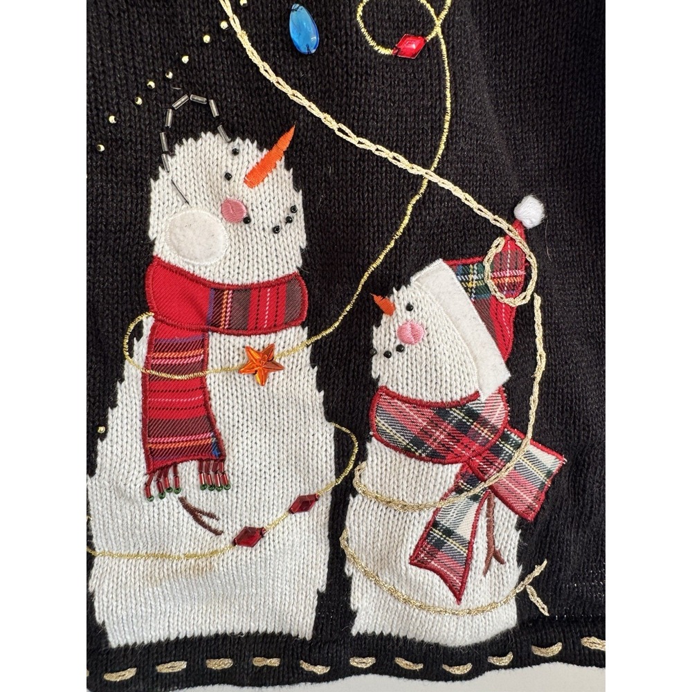Kitschy Women's Plus Snowman Vest Embroidered Grandma Ugly Large Christmas - Picture 3 of 6
